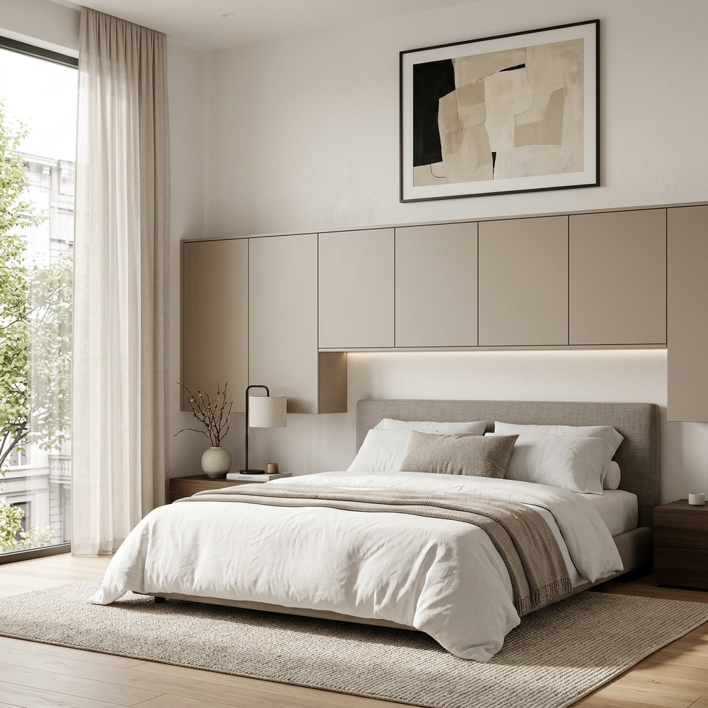 Встроенная спальня с матовыми фасадами