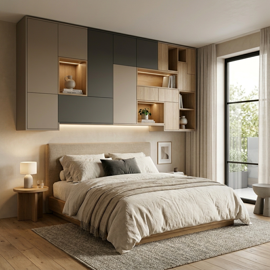 Современная встроенная мебель для спальни