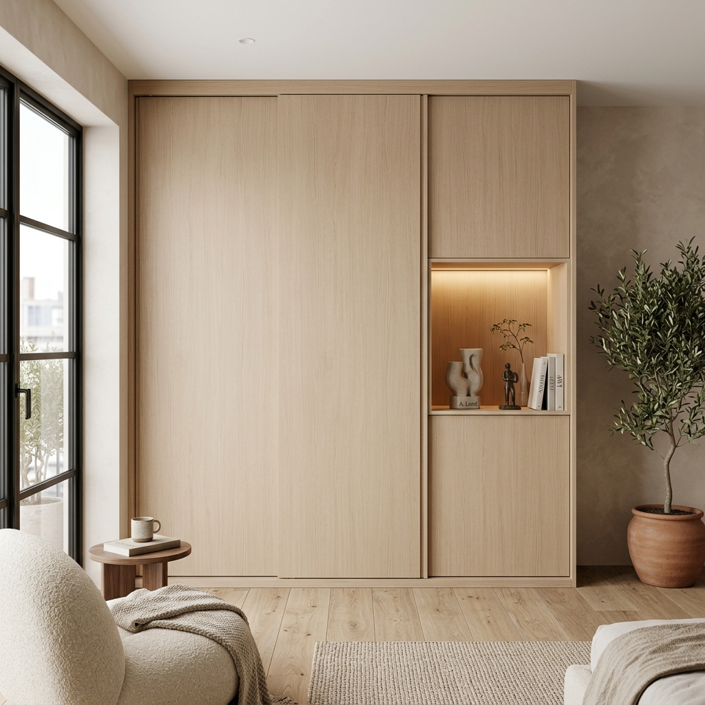 Встроенный шкаф-купе с нишей и подсветкой