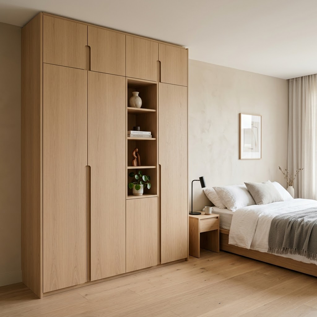 Встроенный шкаф с антресолью для спальни